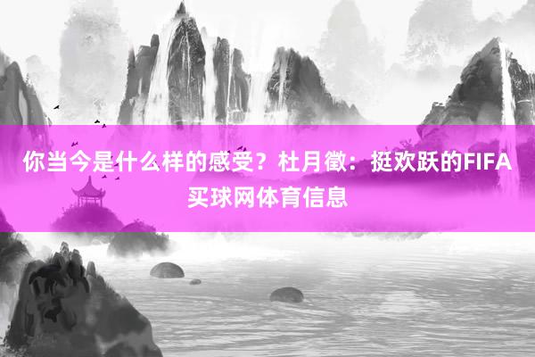 你当今是什么样的感受？杜月徵：挺欢跃的FIFA买球网体育信息