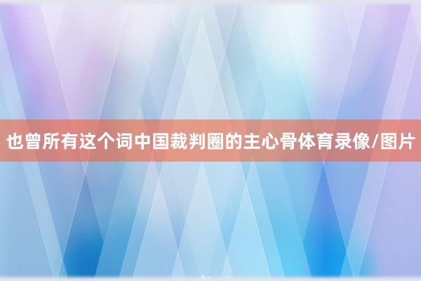 也曾所有这个词中国裁判圈的主心骨体育录像/图片