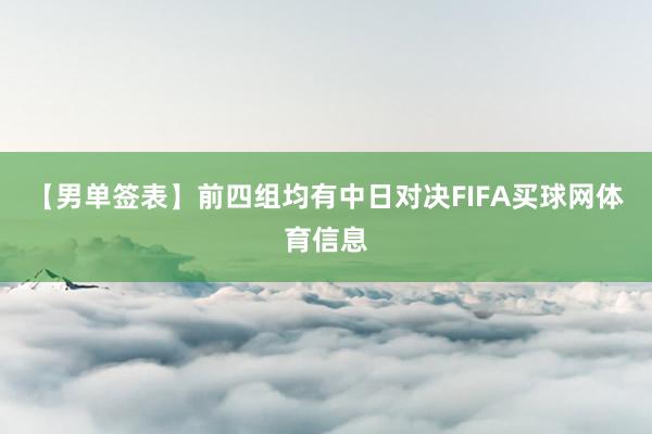 【男单签表】前四组均有中日对决FIFA买球网体育信息