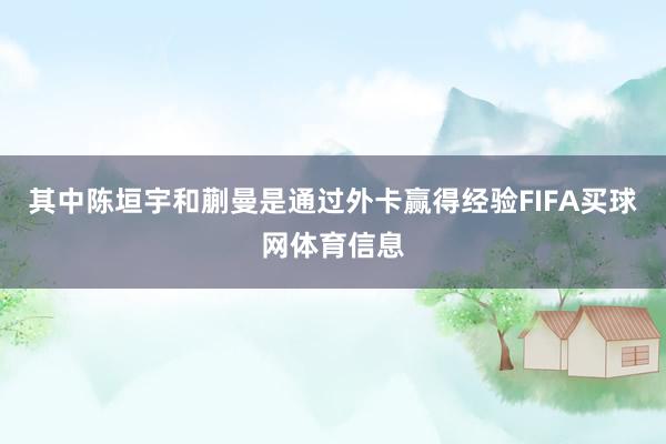 其中陈垣宇和蒯曼是通过外卡赢得经验FIFA买球网体育信息