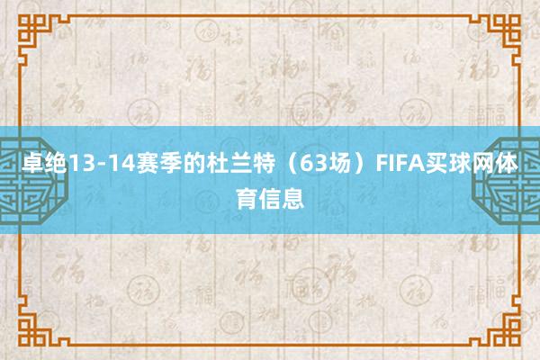 卓绝13-14赛季的杜兰特（63场）FIFA买球网体育信息