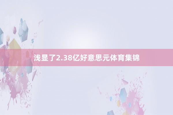 浅显了2.38亿好意思元体育集锦